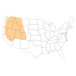 A map of the united states indicating appropriate application area for Intermountain Grass Seed Mix.
